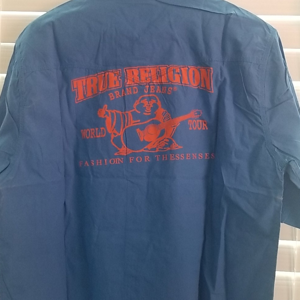True Religion button up buddha logo shirt